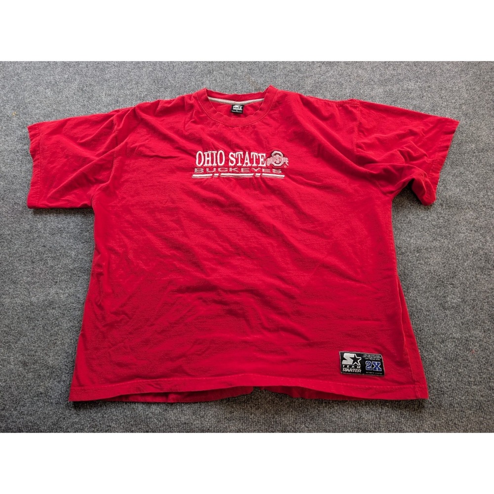 Vintage Ohio State Buckeyes T Shirt Mens 2XL Red Team Starter Heavy Embroidered